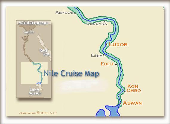 Nile cruise map of Egypt maps