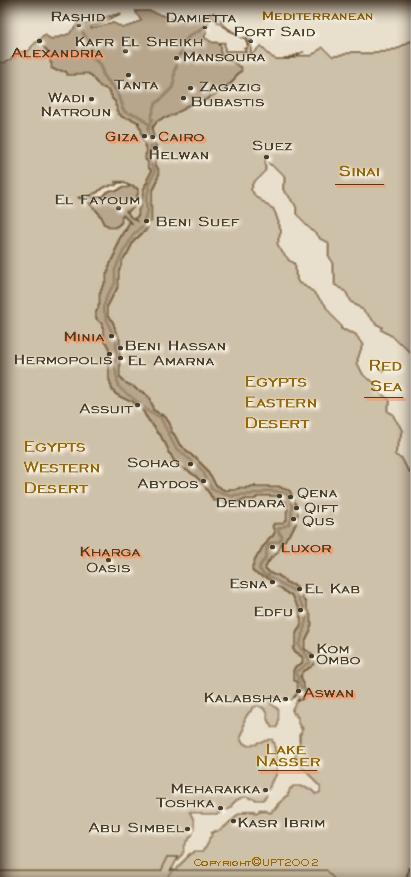 Nile valley map Egypt